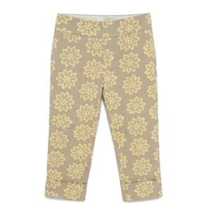 Banana Republic Mid-Rise Tan and Yellow Medallion Print Cropped Pants Cuffed
